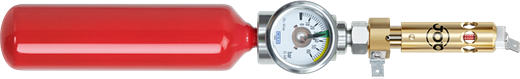 Löschmittelzylinder mit analogem Manometer und R-AMFE